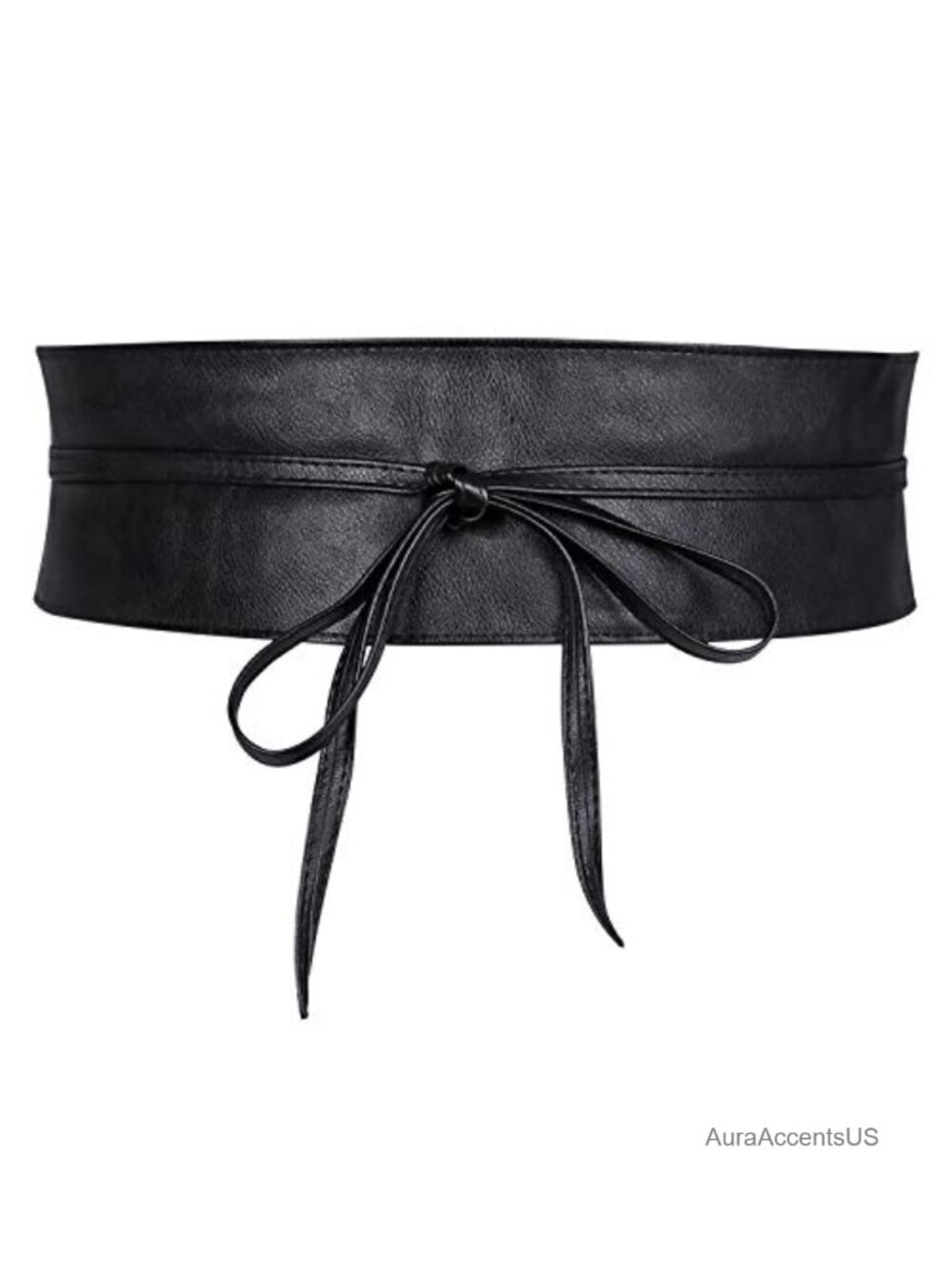 Wide Obi Belt PU Leather Self Tie Wrap Waistband for Costumes